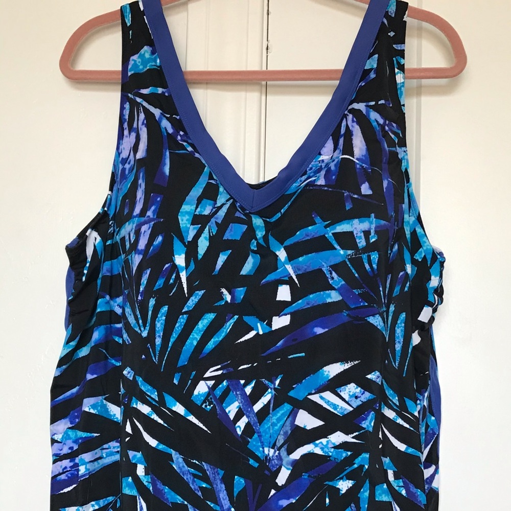 Woman Within 2pc Swimsuit size 28 BNWT palm print